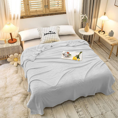 Manta Frazada Cobertores Aborregados Cobija King 180*210cm Gris Lisa