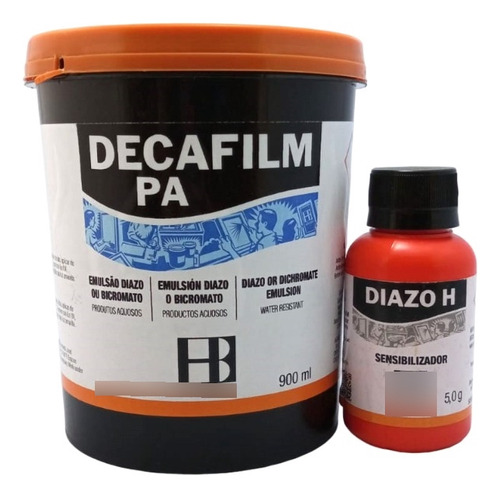 Emulsão Decafilm Pa 900ml + Sensibilizador Diazo H 5grs Agab