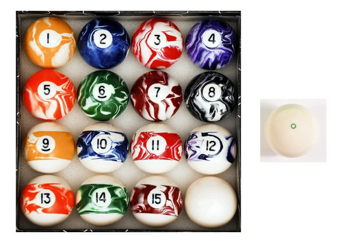 Pool Balls 16 Piece Cue Ball Set 2 1 4 Inch 6 Ounce Size