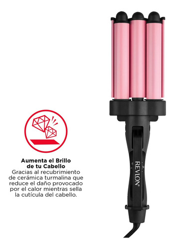 Imagen 2 de 8 de Revlon Waver Jumbo Triple Barril De Cerámica Rosa, Mediano