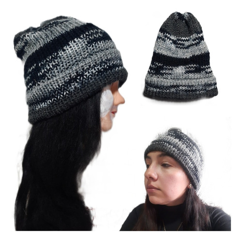 Docena De Gorros Unisex En Lana Hecho A Mano Con Pompom