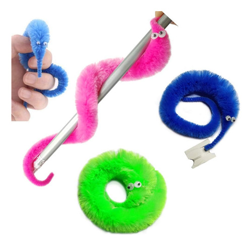 Gusanos Peludos En Hilo, 8 Colores, Para Niños Y Gatos