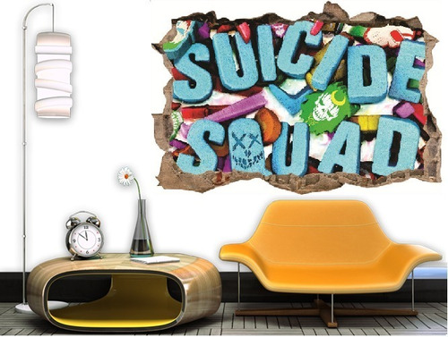 Vinilos Efecto Hueco 3d Escuadron Suicida - Cali  1.50m X 1m