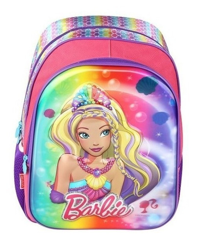 Mochila Escolar Barbie 18x Sereias Tam G Costas  Lancheira Cor Violeta Desenho do tecido Barbie Sereias