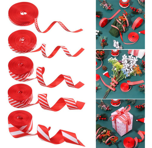 Caramelos De Cinta A Rayas Navideñas Para Decoración De Árbo