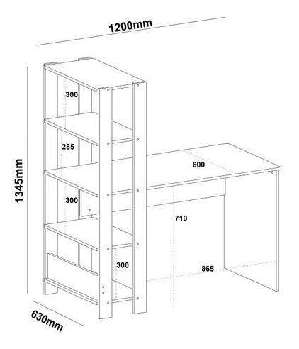 Imagen 6 de 6 de Escritorio Biblioteca 120cm Melamina 18mm