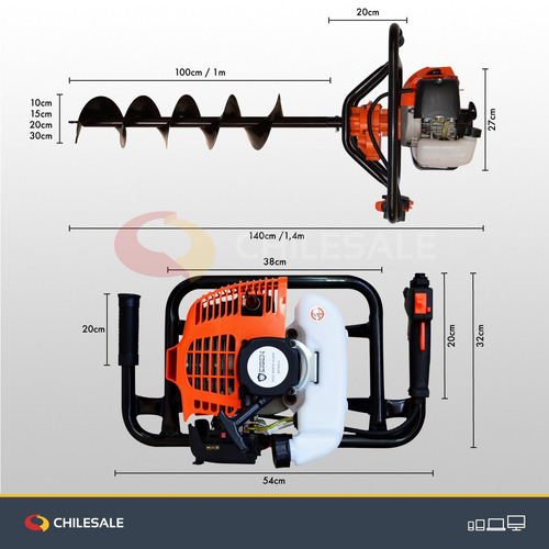 Barreno Hoyador Ahoyador Perforador Tierra 62cc + Broca 15cm