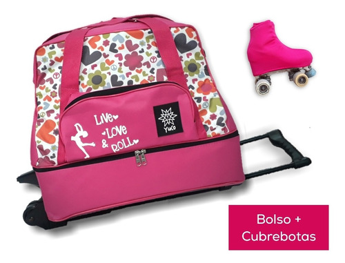 Combo Bolso Patin Cajon Carrito Estampado Yuco + Cubrebota