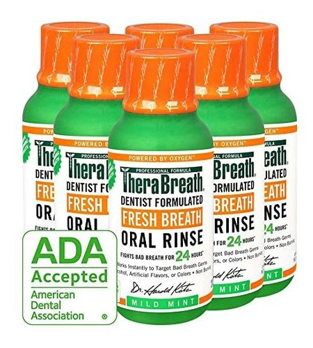 Breath Therabreath Fresh Oral Rinse, Mild Mint, 3 Botella On