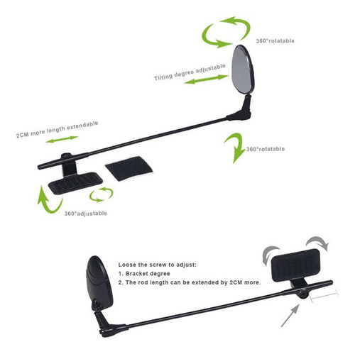 . Espejo De Casco De Bicicleta Ajustable De 360 Grados