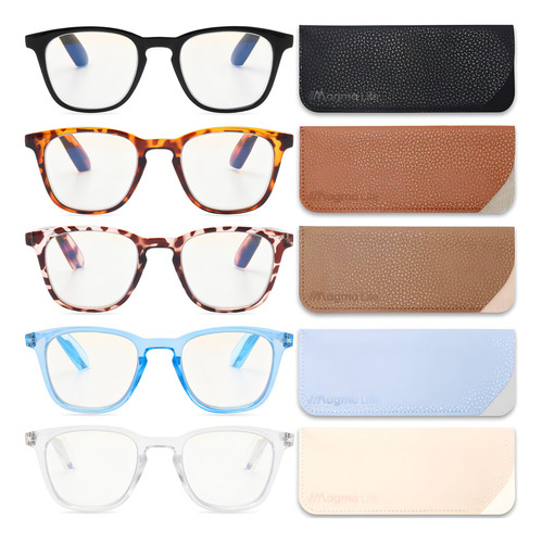 Paquete 5 lentes de lectura oftálmicos magma life con micas bluelight multicolor