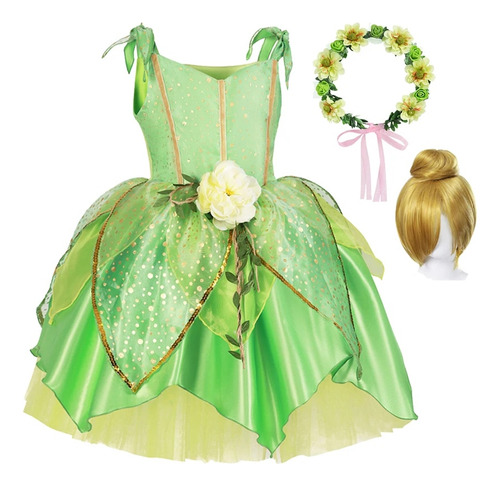 Vestido De Princesa Tinker Bell Para Niña  Disfraz De Elfo