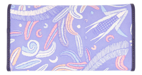 Cartera De Bolsillo Seda Pineda Covalin Diseño Quetzalcóatl Color Lila
