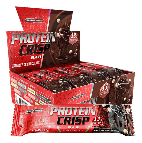 Caixa 12 Barras de Proteínas Protein Crisp Bar Barra Integralmédica