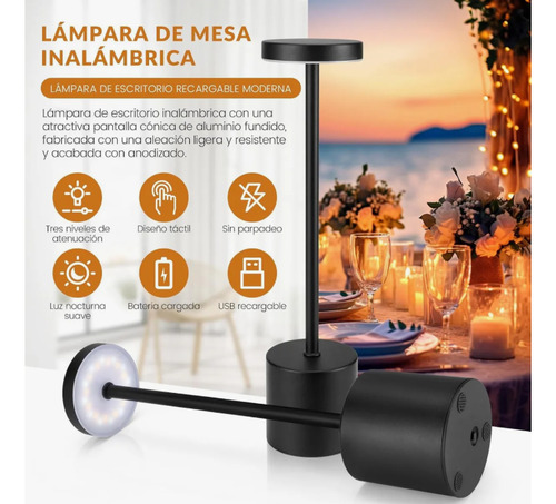 Lámpara De Mesa Recargable, Lámpara Inalámbrica Lampara Led