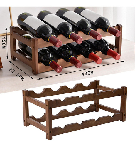 S Estante De Vino De Botella Apilable Rústico, Organizador