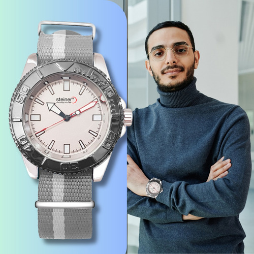 Reloj Steiner Análogo Extensible Multicolor Nylon Jr. 3atm Fondo Gris