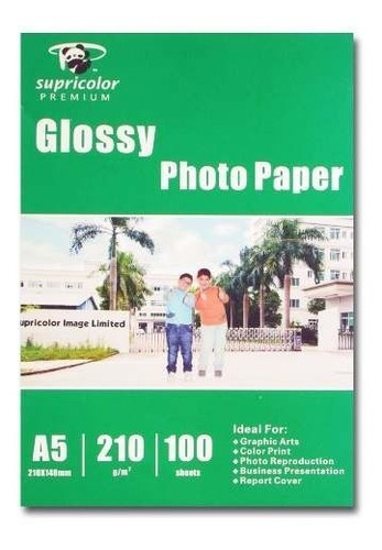 Papel Foto Glossy 210grs A5 100hjs. (jdmprint)