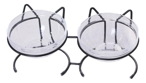 Comedero Para Gatos, Plato, Estante De Doble Cuenco Negro