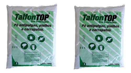 2 Talfon Top Talco 1 Kg -carrapaticida Piolhicida, Pulgicida