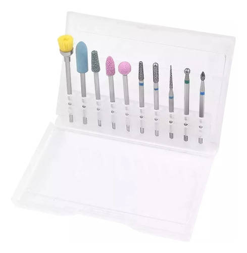 Kit Fresas Brocas + Estuche + Cepillo Torno Uñas Pedicuría