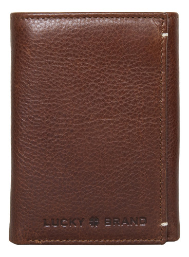 Lucky Brand Billetera Triple De Cuero Liso Para Hombre Con F