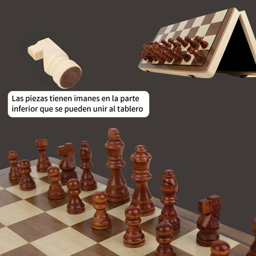 Juego De Ajedrez Magnetico 2 En 1: Tablero Ajedrez Y Damas. Piezas Magnéticas Duraderas Y Fáciles De Manejar, Ideal Para Familia Y Viajes, Desarrolla Habilidades Estratégicas Divertidamente.