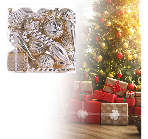 30x Bolas De Navidad Adornos De Bolas De De Oro Claro