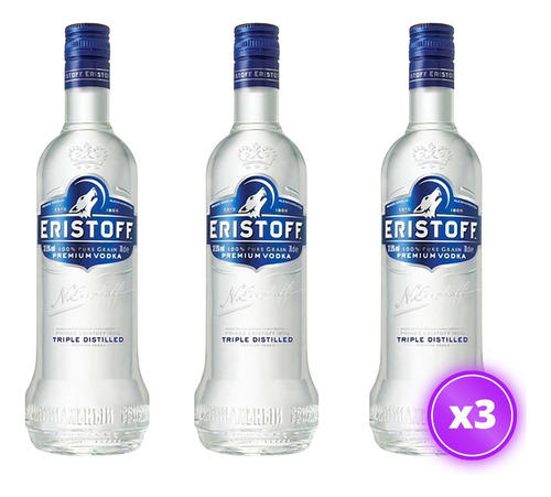 3x Vodka Eristoff Original 700ml