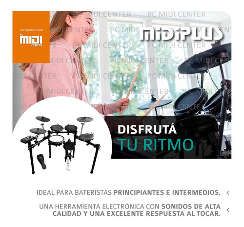 Imagen 6 de 8 de Batería Electrónica Midiplus Ed6 5 Cuerpos 3 Platos Promo