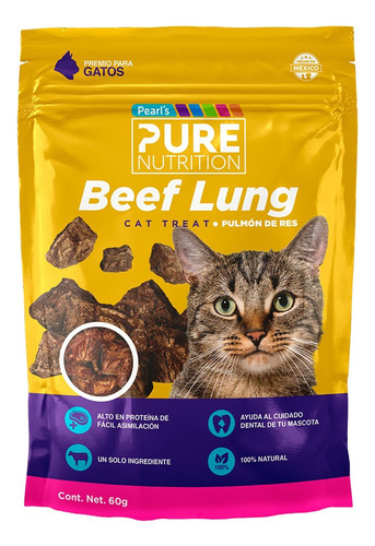 Premio para Gato Pulmón de Res Pure Nutrition 60g