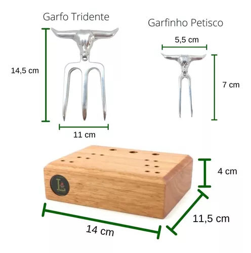 Garfo Tridente Churrasco 10 Garfos para Petisco Premium Personalizado