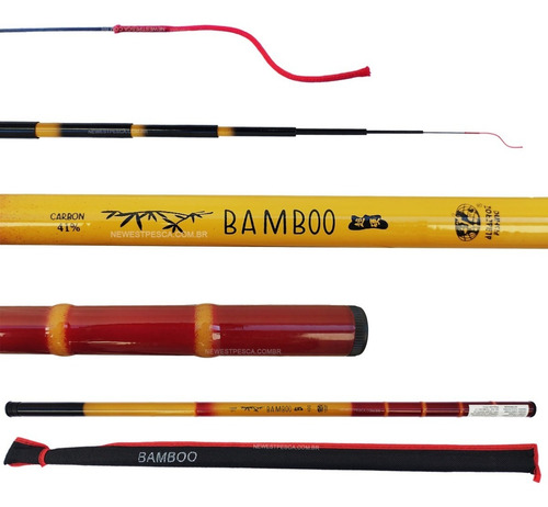 Imagem 2 de 8 de Vara Pesca Bamboo De Mão 4 Metros 41% Carbono Albatroz 160gr