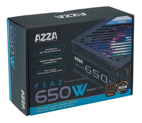 Fuente De Poder Azza 650w Rgb Certificada Bronze