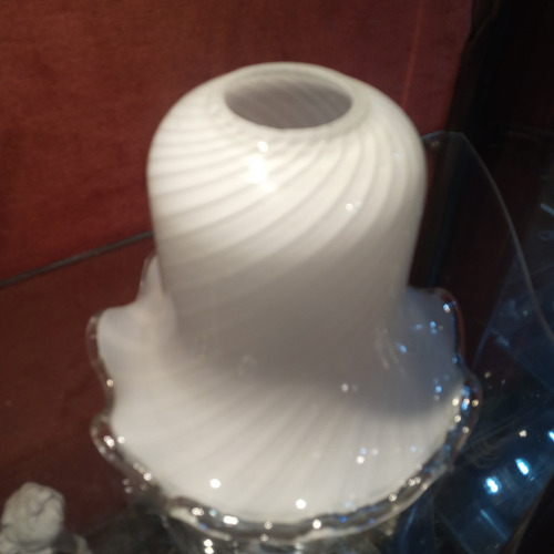 Par Tulipas Cristal De Murano X2 Pantallas Velador Lamparas Blanco Murano Blanco Espiralado (Usado)