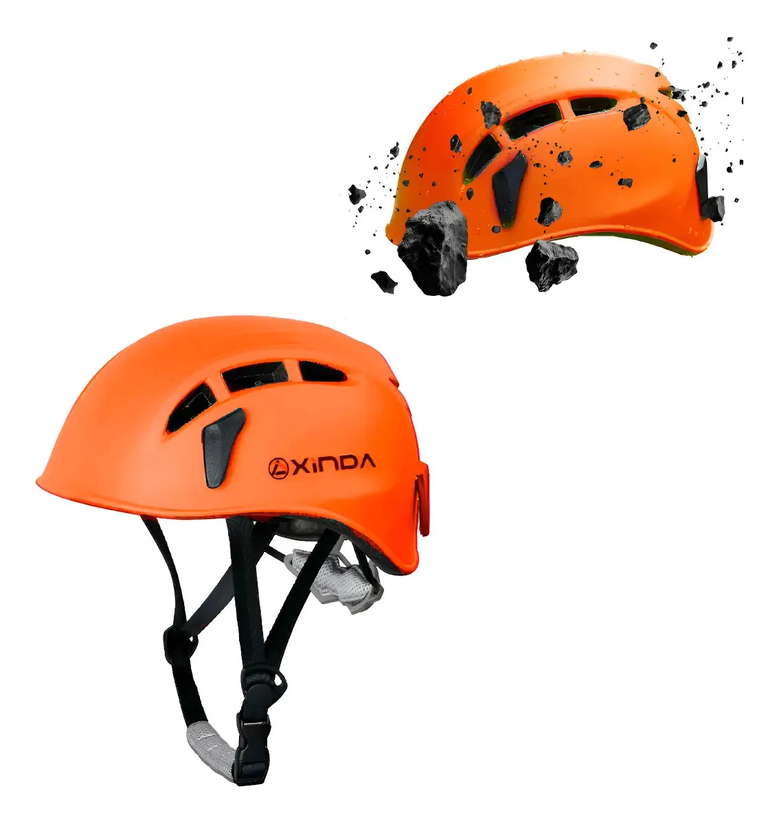 Casco Protector De Escalada Rapel Alpinismo Tirolesa Alturas Color Naranja Talla 52-62 cm