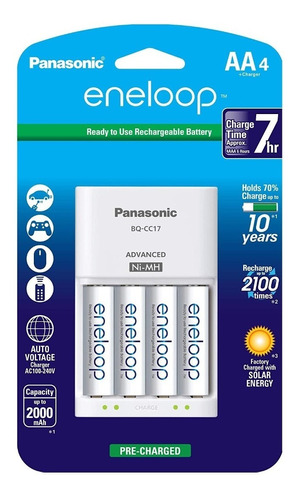 Cargador Y Baterias Panasonic Eneloop 2000mah 4 Pilas Aa 1.2