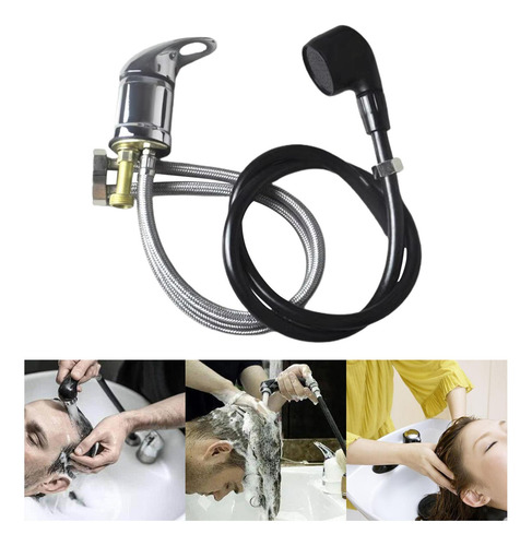 Grifo De Champú Para Salón, Cabezal De 80cmcon Tubo Negro