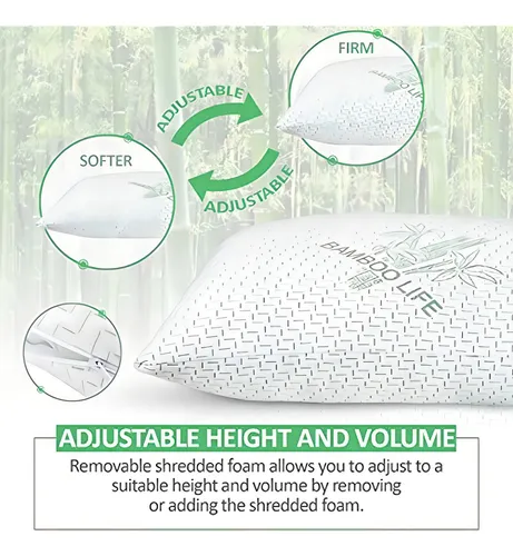 King Size 2 Pack Bamboo Pillow - Premium Bamboo, Cooling Shr