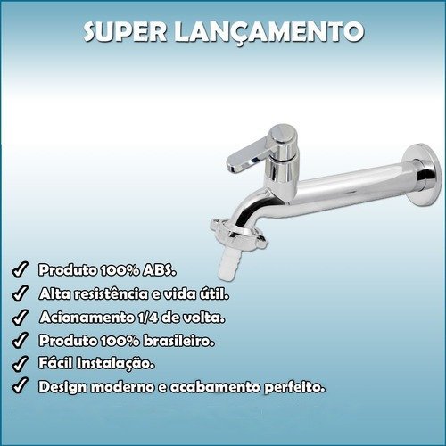Imagem 2 de 3 de Torneira Tanque/jardim/cozinha Reta Parede 18cm 1/4v Bico