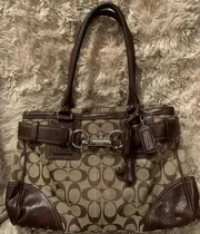 Comprar Bolsa Coach Café Monograma Cuero Café Y Beige Monograma Plata Café Cuero