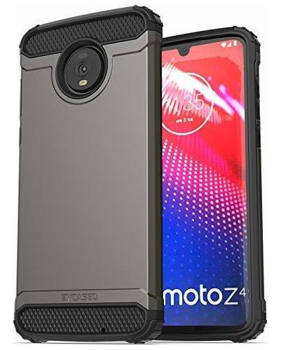 Funda Resistente Para Motorola Moto Z4 Anti Golpe Gris Plomo