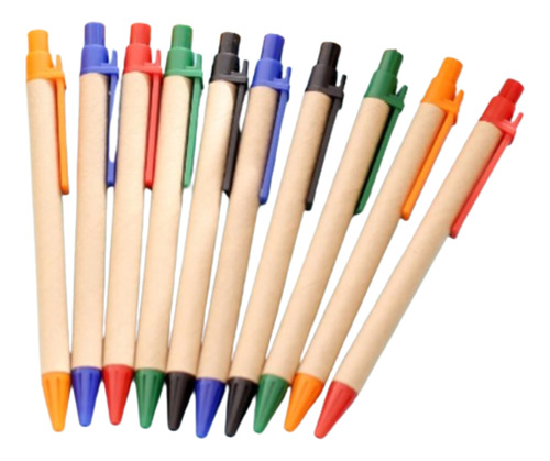 25 Bolígrafos Retráctil Ecológico Con Logo Grabado Láser