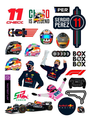 Stickers Calcomanias Sergio Checo Perez Redbull F1 Vinil