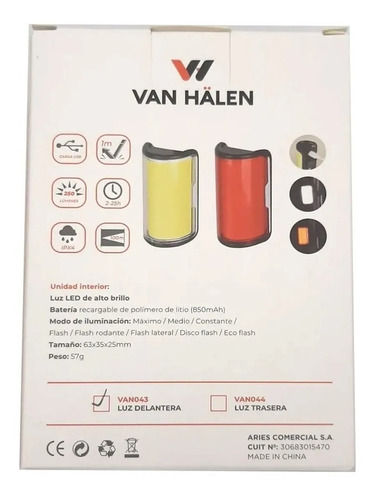 Imagen 3 de 4 de Luz Delantera Trasera Recargable Usb Bicicleta Van 043