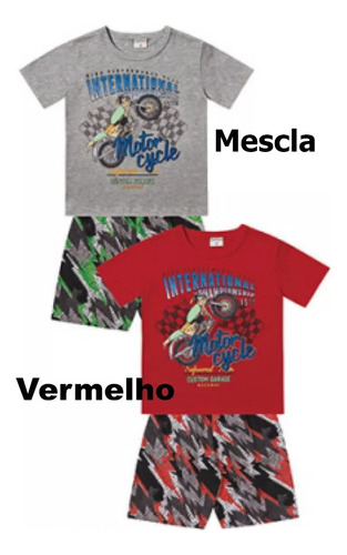 Conjunto Infantil Menino Camiseta Bermuda Fakini Tam 1 2 3
