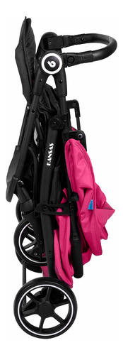 Coche Travel System Kansas Gris Bebeglo Color Fucsia Chasis Negro Fucsia