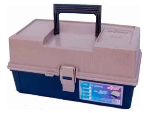 Caja De Pesca Mauri 350 Rs - 3 Bandejas Color Base Azul Tapa Blanca