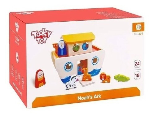 Juego Infantil De Madera Tooky Toy Arca De Noé Encastre