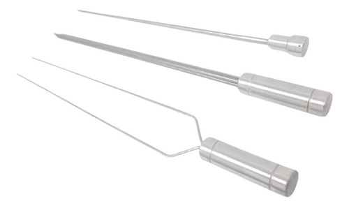 Espetos Para Churrasco Inox Duplo/espada/coração Lâmina 40cm